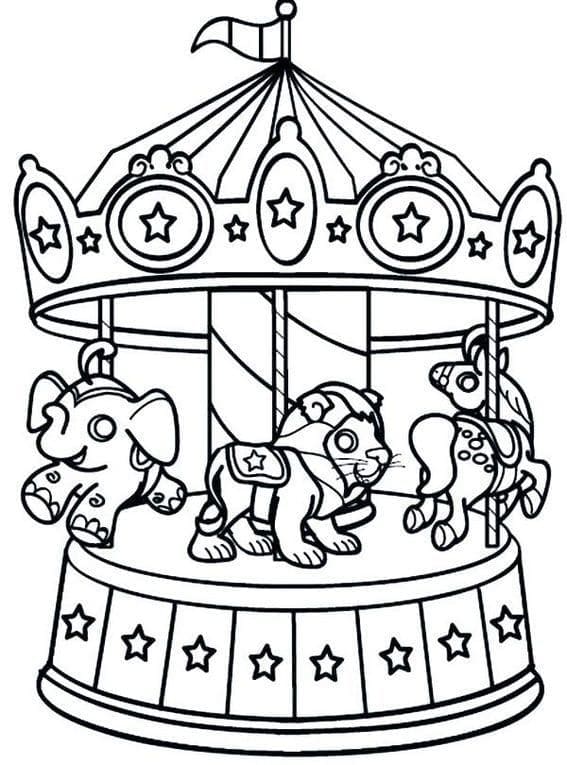 Desenho de Carrossel Fofo para Colorir