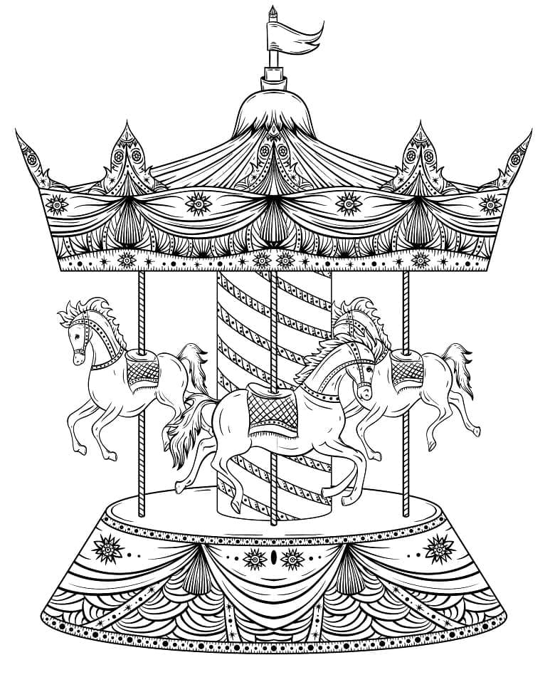 Desenho de Carrossel Grátis para Crianças para Colorir