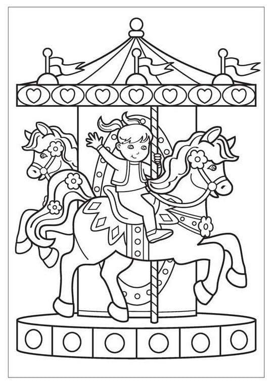 Desenho de Carrossel para Crianças para Colorir