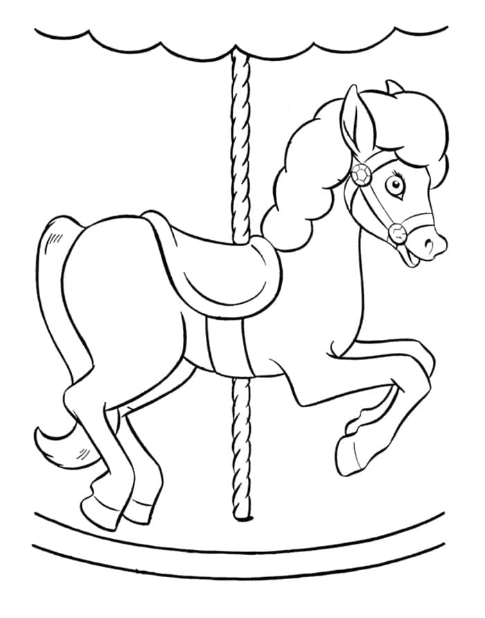 Desenho de Cavalinho de Carrossel para Colorir em Pdf