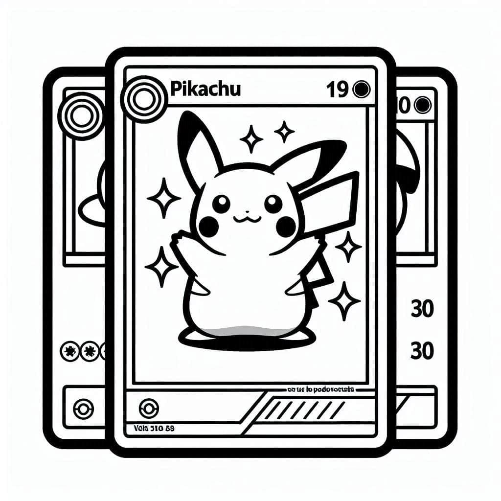 Desenho de Carta Pikachu Pokemon para Colorir
