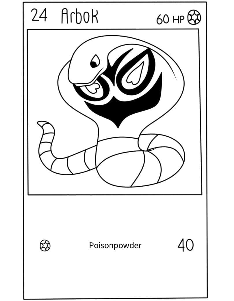 Desenho de Carta Pokemon Arbok para Colorir