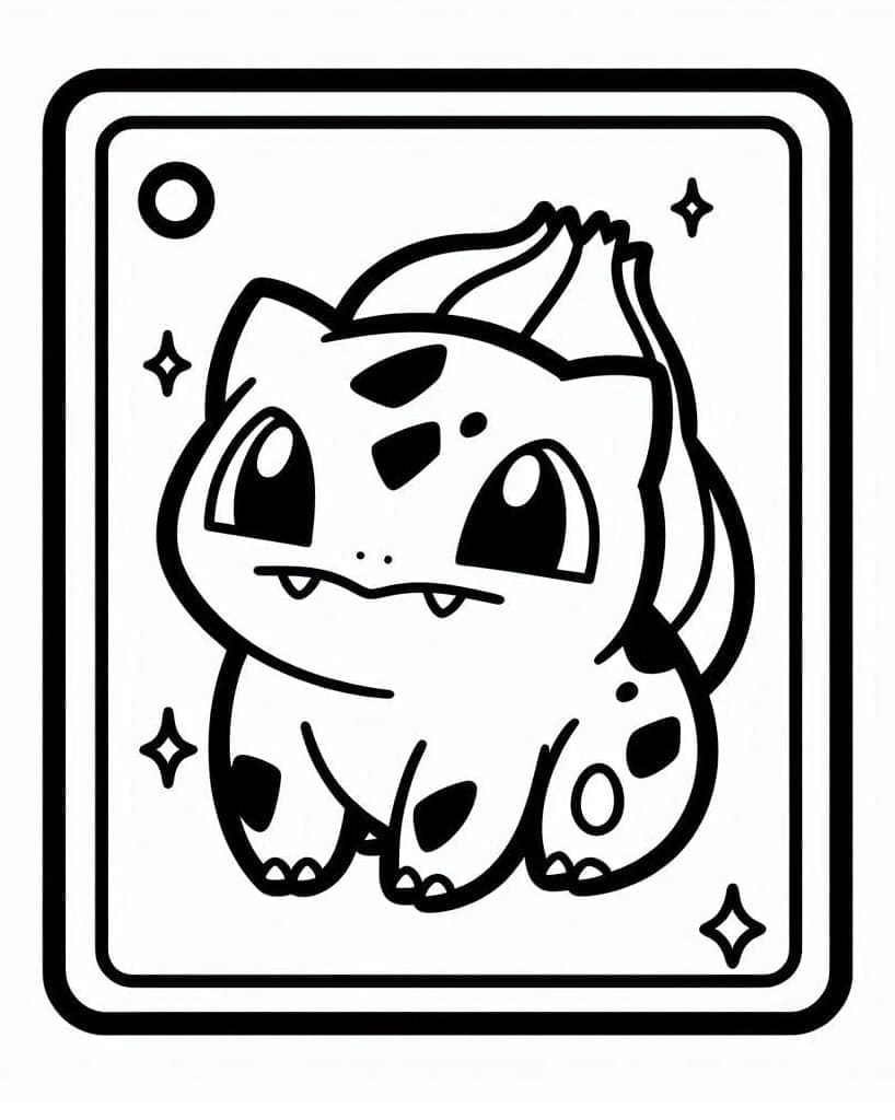 Desenho de Carta Pokemon Bulbasaur para Colorir
