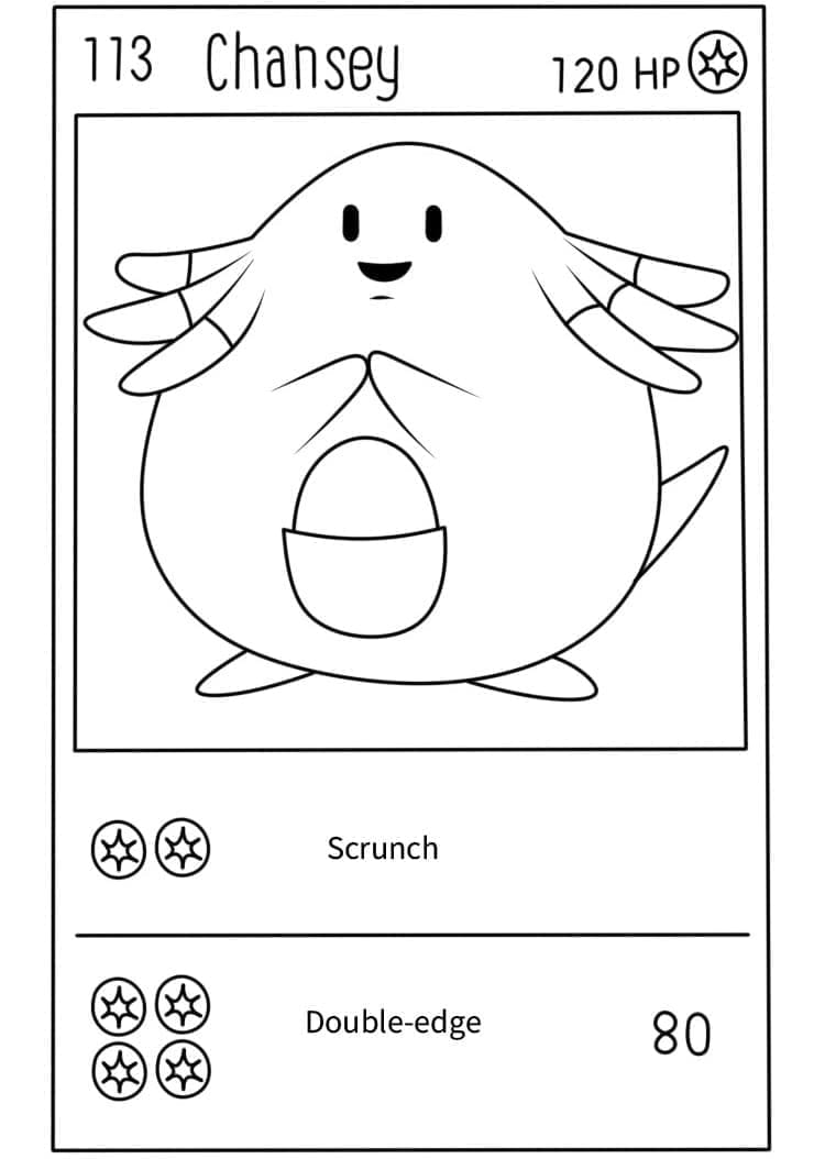 Desenho de Carta Pokemon Chansey para Colorir