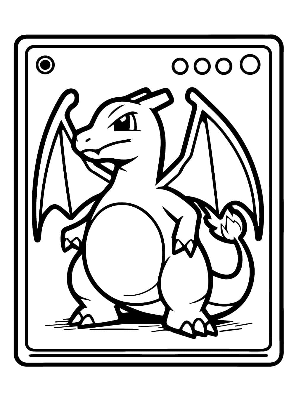 Desenho de Carta Pokemon Charizard para Colorir
