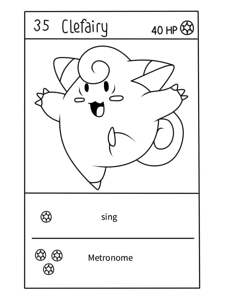 Desenho de Carta Pokemon Clefairy para Colorir