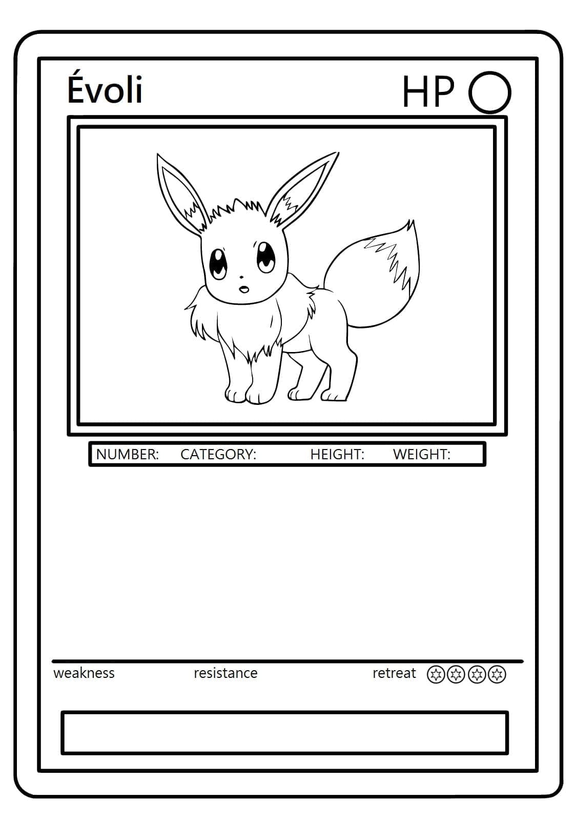 Desenho de Carta Pokemon Eevee para Colorir