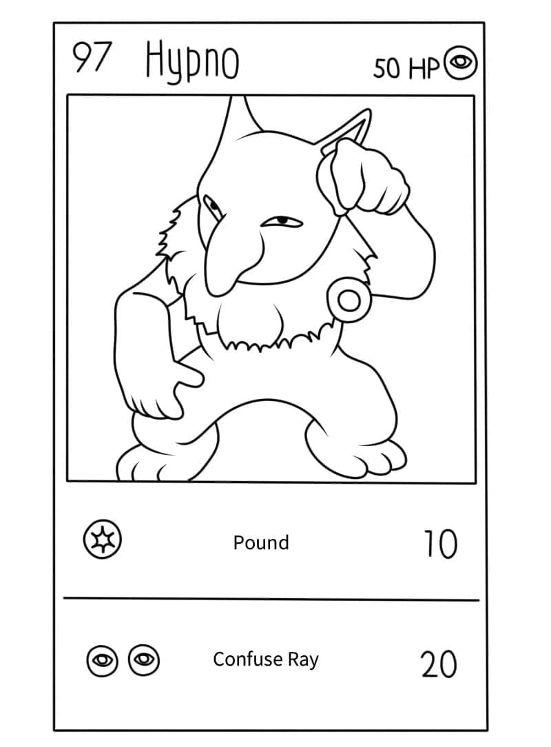 Desenho de Carta Pokemon Hypno para Colorir