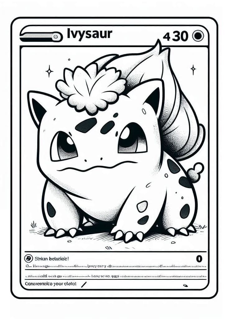 Desenho de Carta Pokemon Ivysaur para Colorir