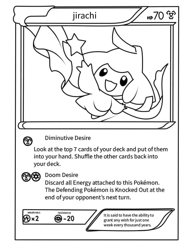 Desenho de Carta Pokemon Jirachi para Colorir