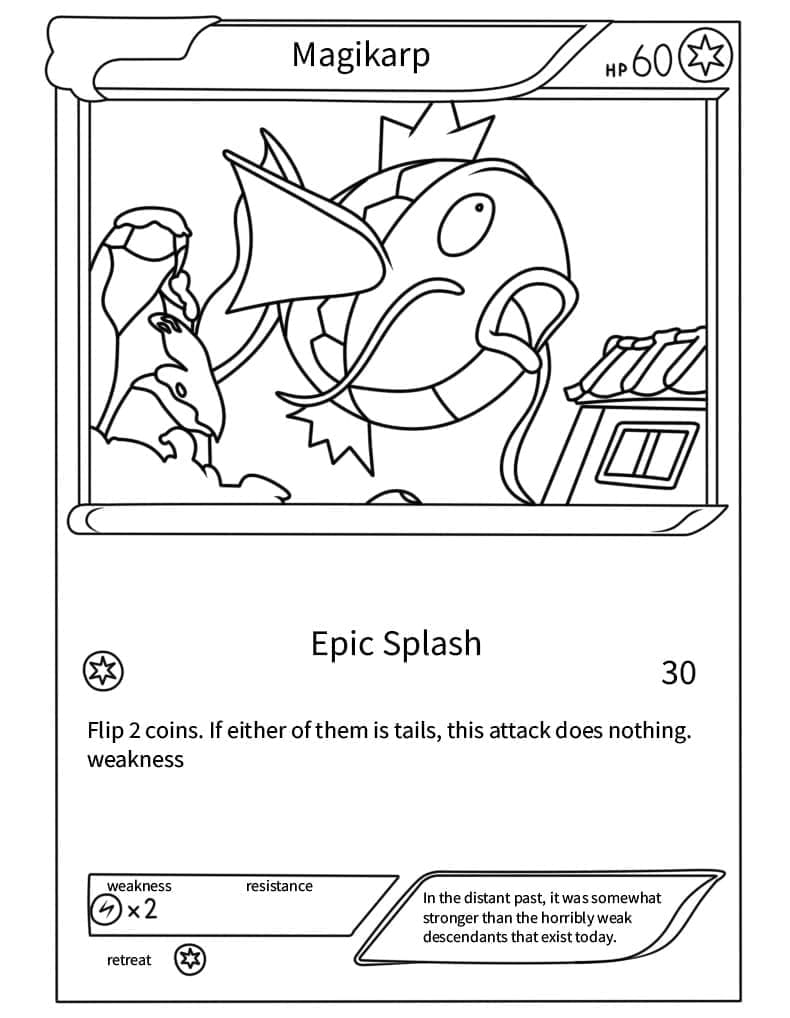 Desenho de Carta Pokemon Magikarp para Colorir