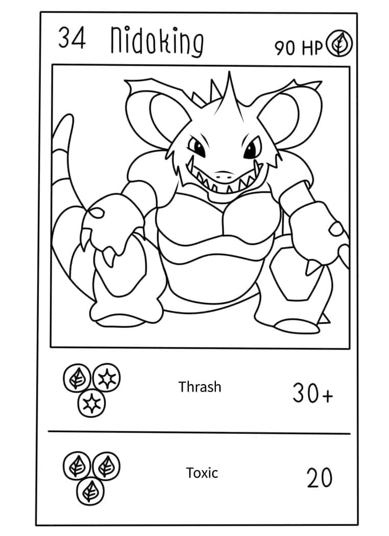 Desenho de Carta Pokemon Nidoking para Colorir