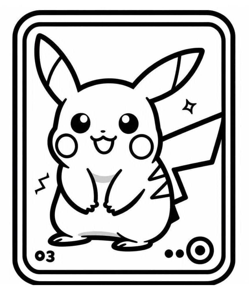 Desenho de Carta Pokemon Pikachu para Colorir