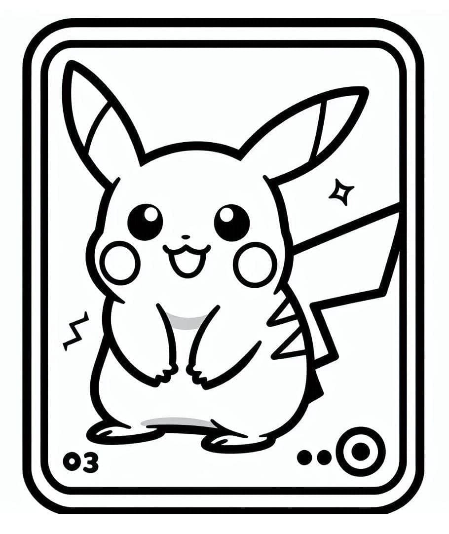 Desenho de Carta Pokemon Pikachu para Colorir
