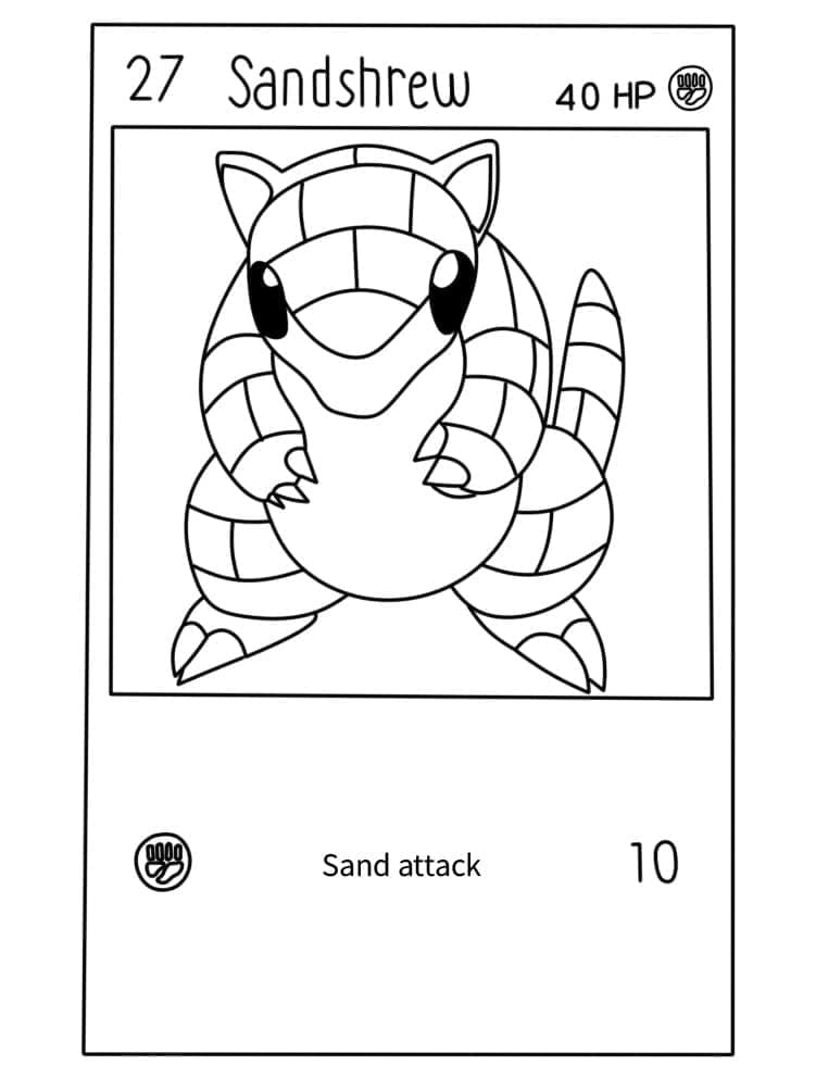 Desenho de Carta Pokemon Sandshrew para Colorir