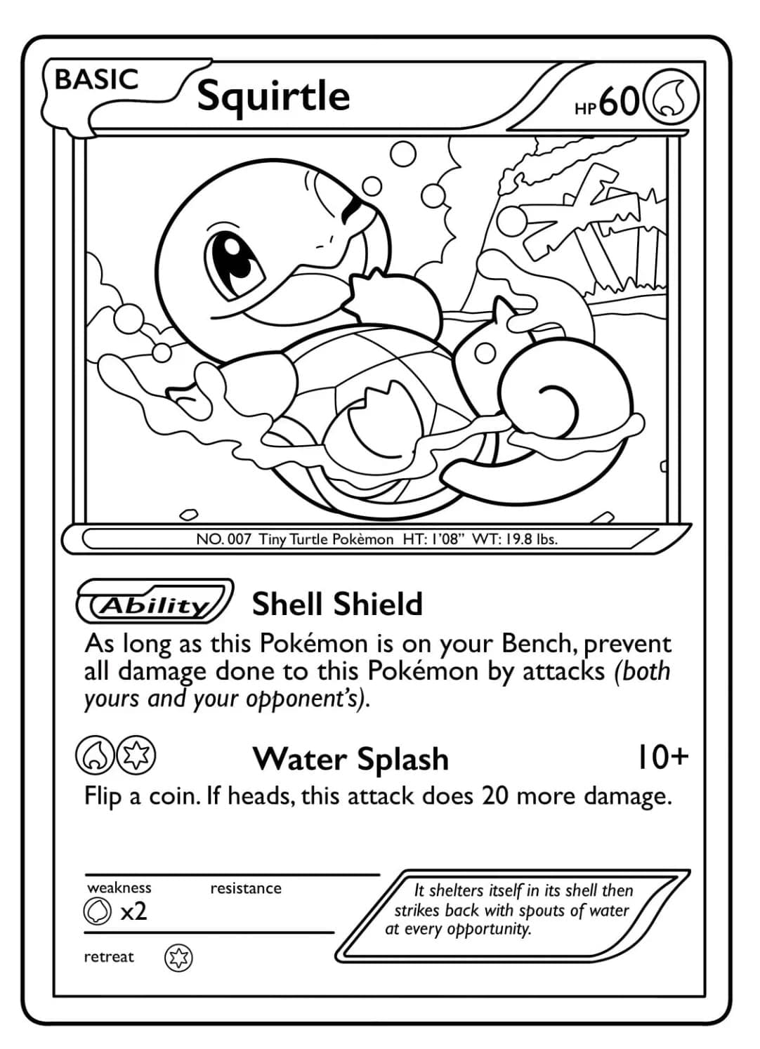 Desenho de Carta Pokemon Squirtle para Colorir