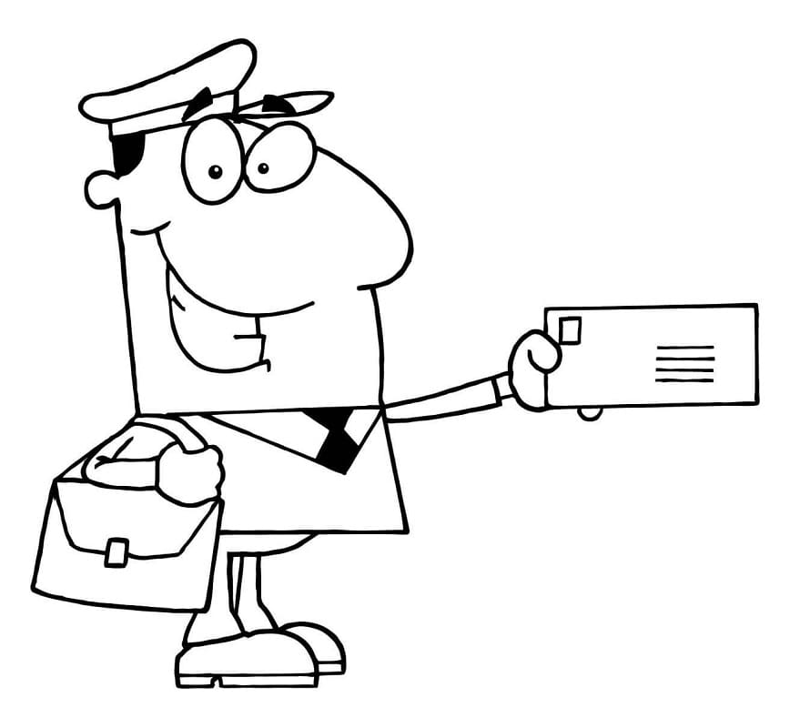Desenho Carteiro com Carta para Colorir
