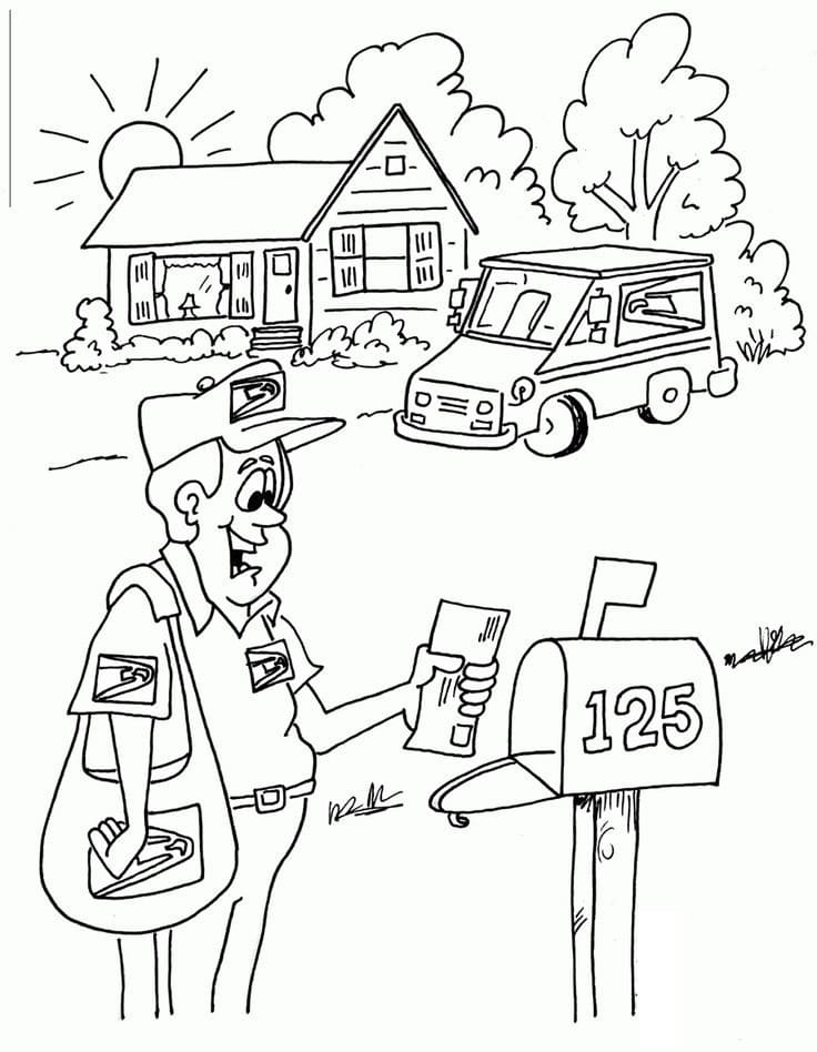 Desenho Carteiro Sorrindo para Colorir