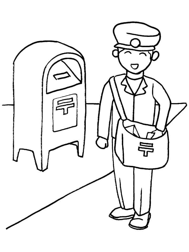 Desenho de Carteiro Bonito para Colorir Pdf