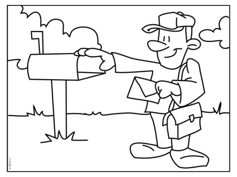 Desenho de Carteiro Infantil para Imprimir