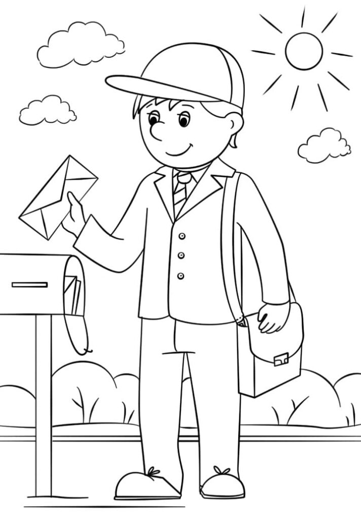 Desenho de Carteiro para Imprimir Lápis de Cor