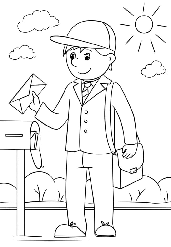 Desenho de Carteiro para Imprimir Lápis de Cor