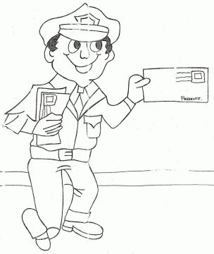 Desenho de Carteiro para Pintar Giz de Cera