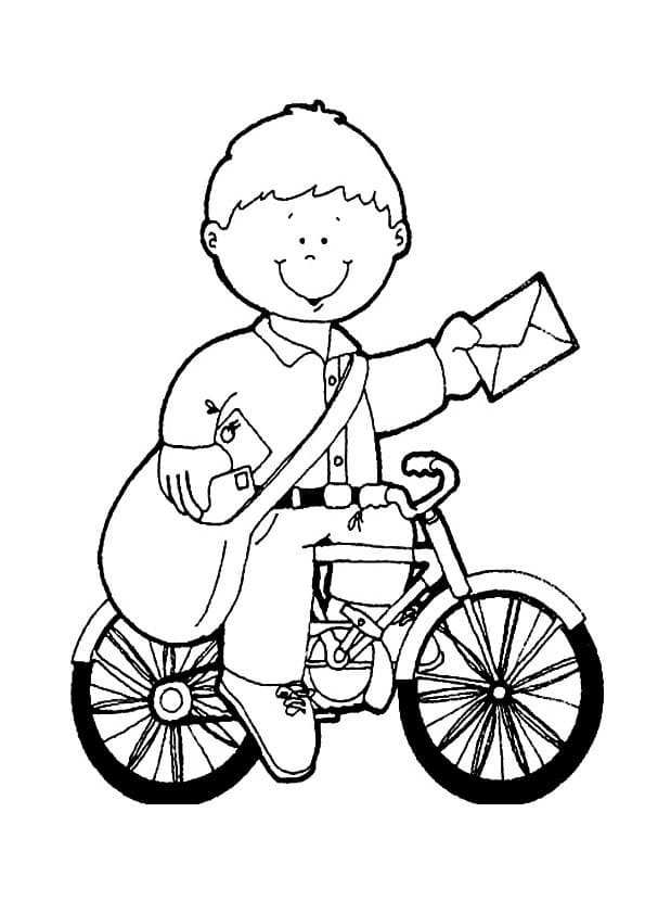 Desenho Menino Carteiro para Colorir