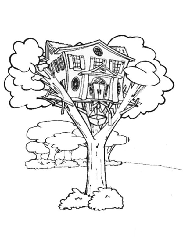 Desenhos de Casa da Árvore para Colorir