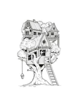 Desenho de Grande casa na árvore para Colorir