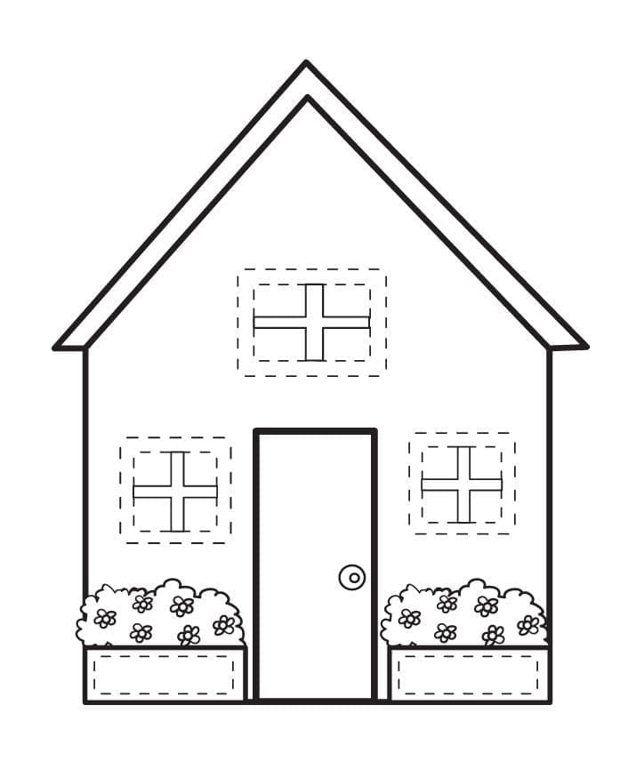 Desenho de Casa Fácil para Colorir