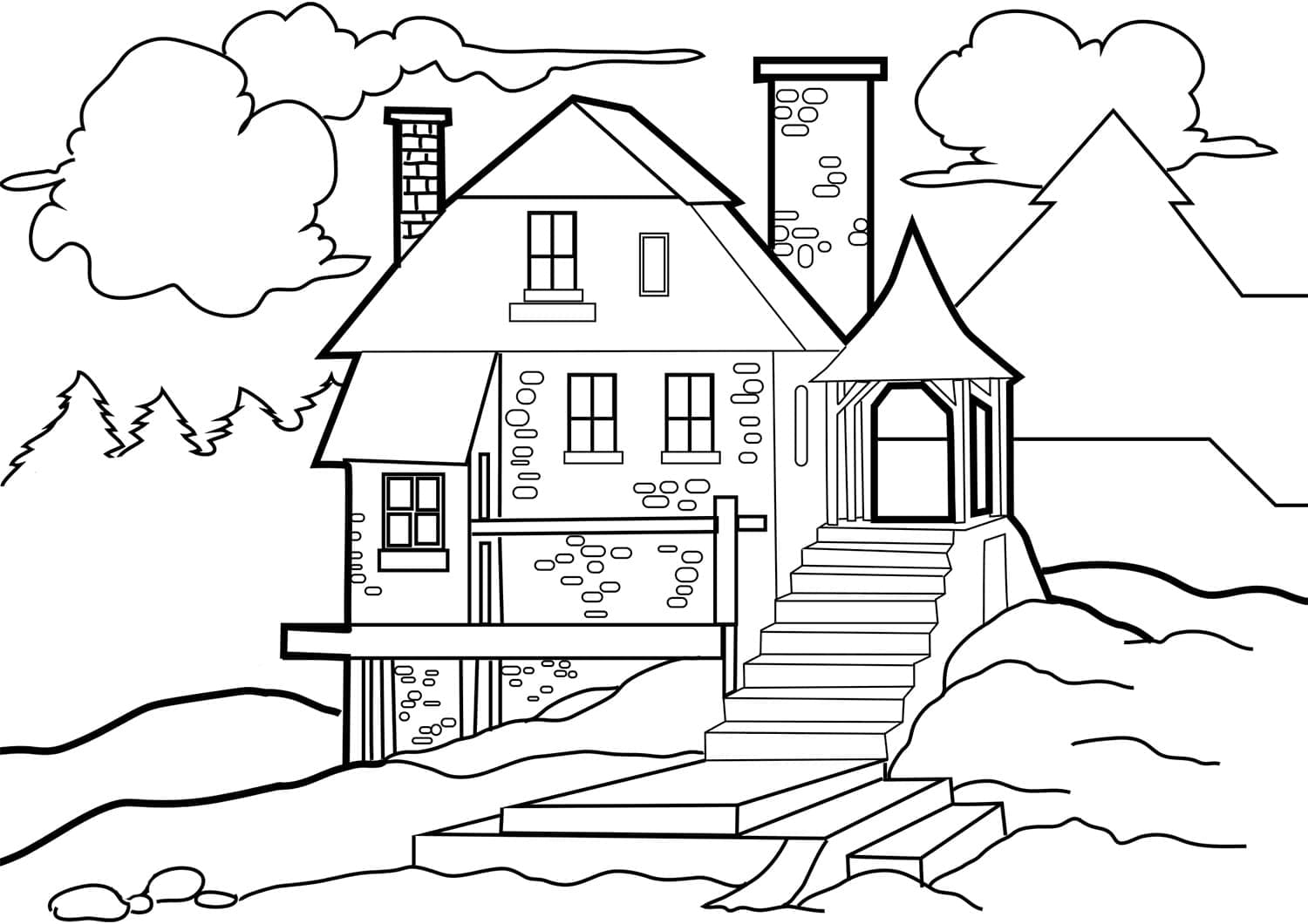 Desenho de Casa Grande para Colorir