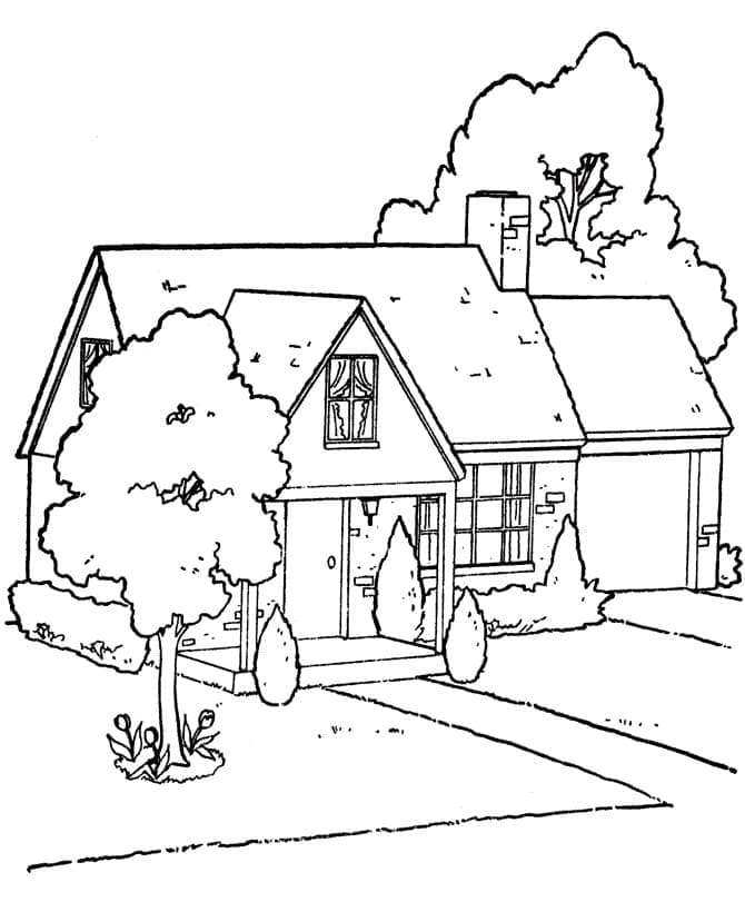 Desenho de Casa Grátis para Crianças para Colorir