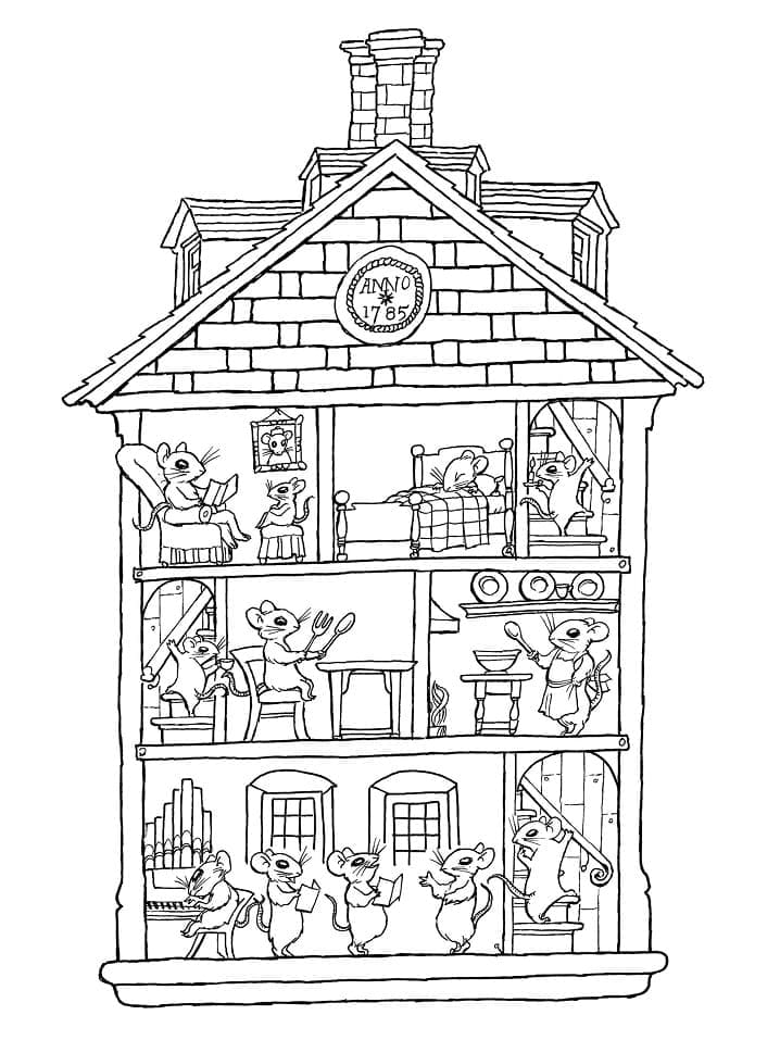 Desenho de Casa do Rato para Colorir