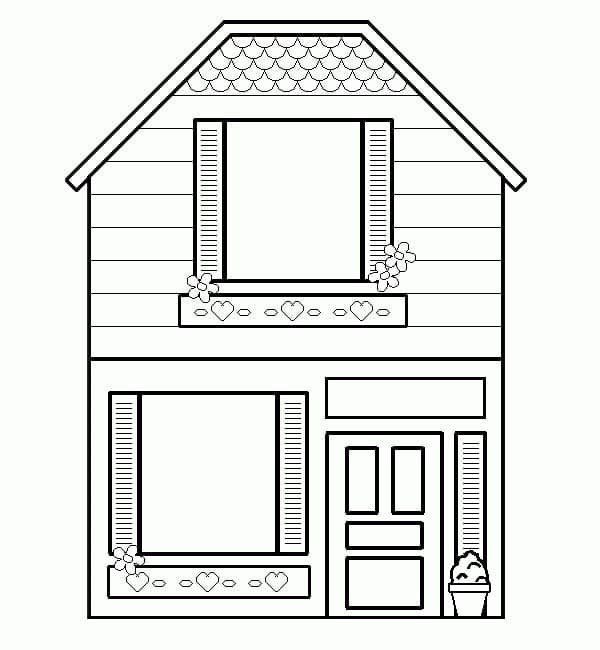 Desenho de Pintura de Casa para Colorir