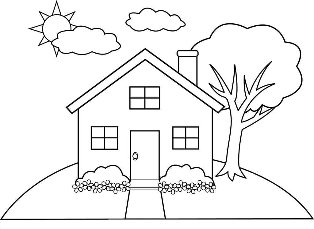 Desenho de uma Casa Fácil para Colorir