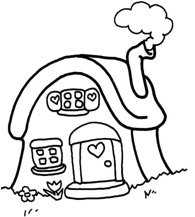 Desenho de uma Casa Fofa para Colorir