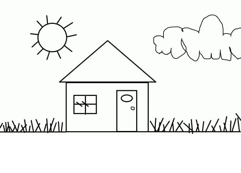 Desenho de uma Casa Muito Simples para Colorir