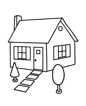 Desenho de Uma Pequena casa para Colorir