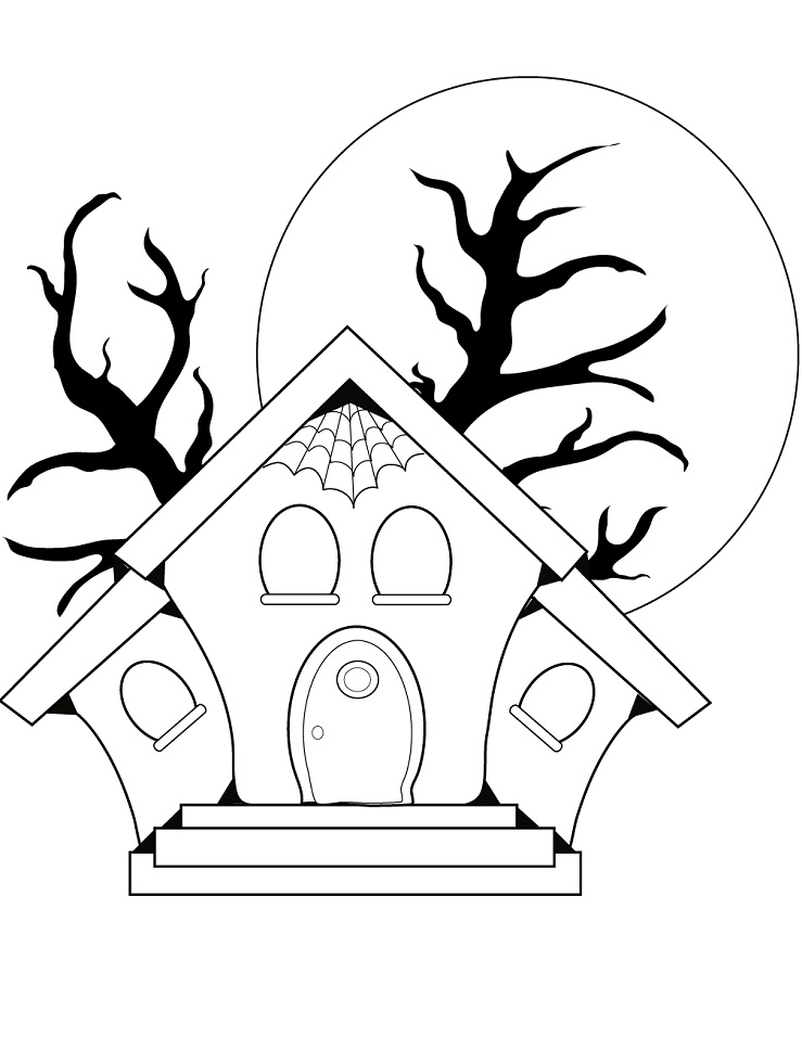 Desenho de Casa Assombrada Halloween para Pintar