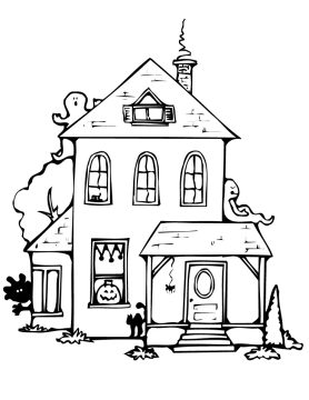 Desenho Pdf de casa de Halloween Assombrada para Baixar e Colorir grátis