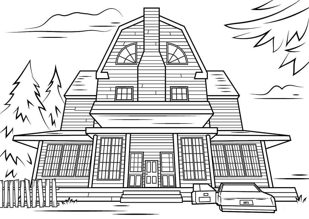 Desenho Realista de Grande Casa para Imprimir e Pintar