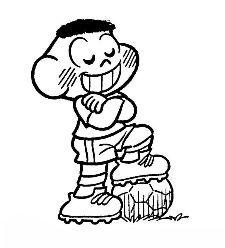 Desenho da Turma da Monica Cascão Jogador de Futebol para Colorir