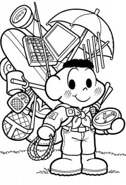 Desenho do cascão Escoteiro Turma da Mônica para Colorir