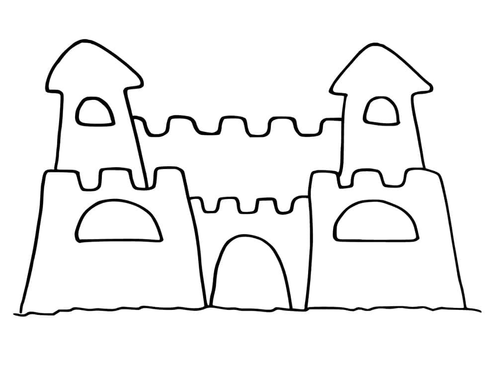 Desenho de Castelo de Areia Básico para Colorir