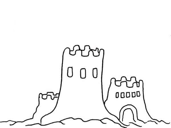Desenho de Castelo de Areia Fácil para Colorir