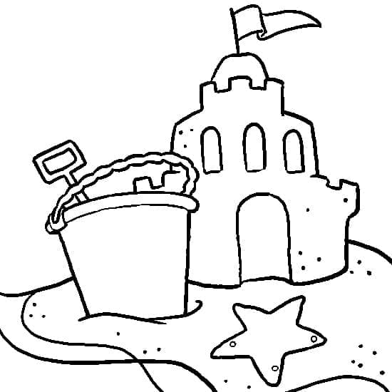 Desenho de Castelo de Areia Fofo para Colorir