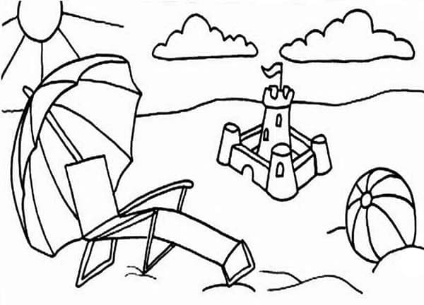 Desenho de Castelo de Areia Imprimivel Grátis para Crianças para Colorir