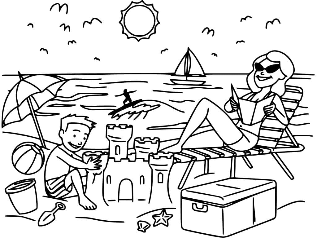 Desenho de Castelo de Areia Imprimivel Grátis para Colorir