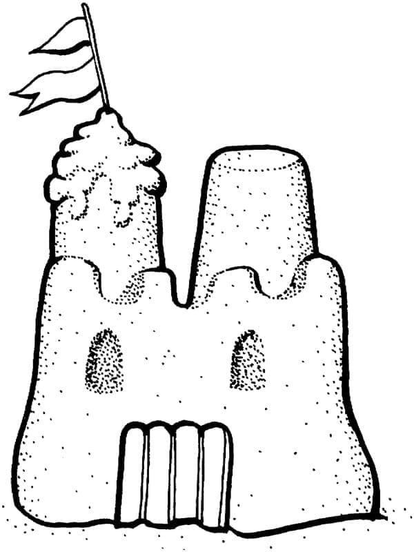 Desenho de Castelo de Areia Imprimivel para Crianças para Colorir
